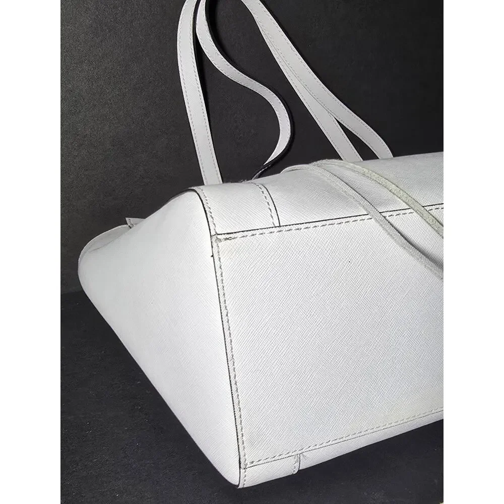 Rebecca Minkoff Monroe Laptop Bag Saffiano Leather Tote Shoulder Purse White NEW